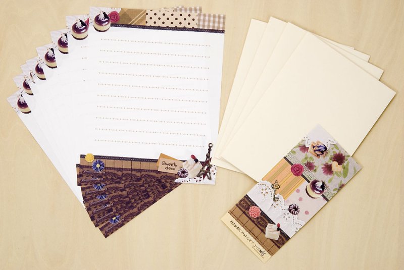 画像2: レターセット Sweets deco モカブラウン (2)
