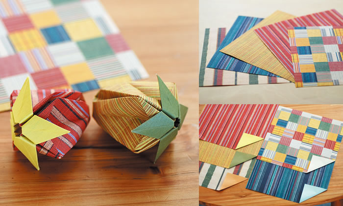 画像1: 会津木綿柄折り紙 紡衣 (1)