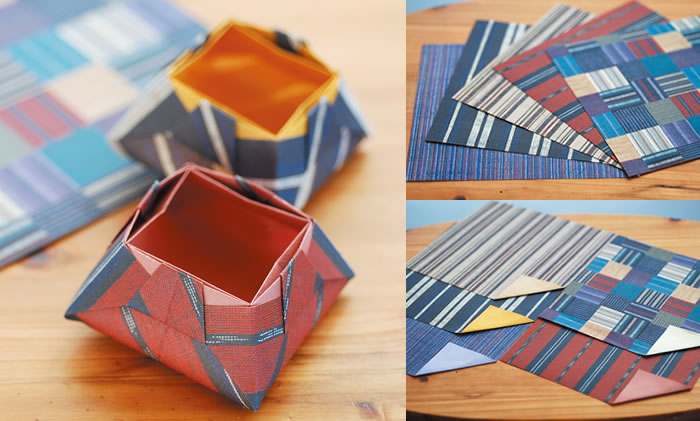 画像1: 会津木綿柄折り紙 藍衣 (1)